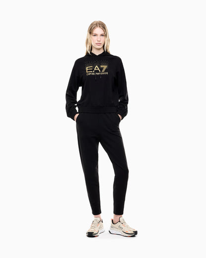 Tracksuit regular fit hooded in cotton with shiny studs