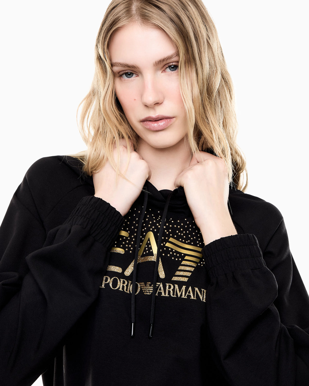 Tracksuit regular fit hooded in cotton with shiny studs