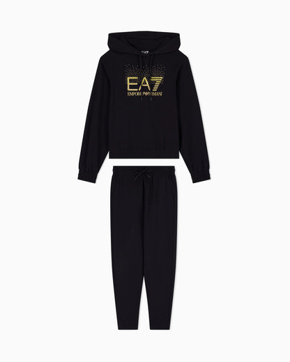 Tracksuit regular fit hooded in cotton with shiny studs
