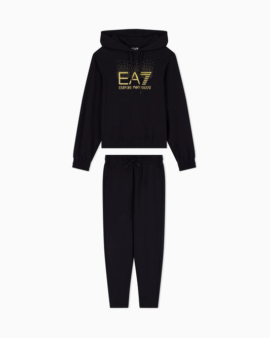 Tracksuit regular fit hooded in cotton with shiny studs