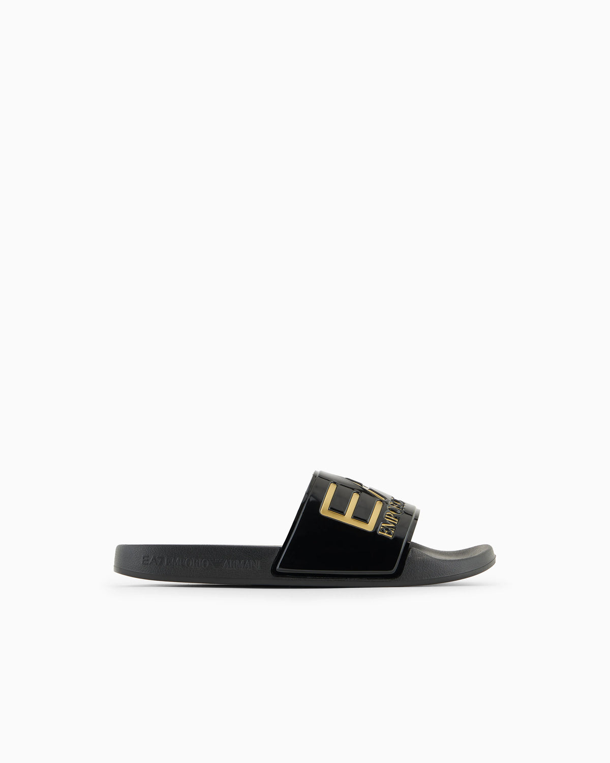 Logo slides with a wide band and anti-slip rubber soles