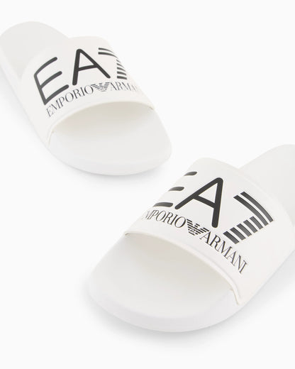 Logo slides with a wide band and anti-slip rubber soles