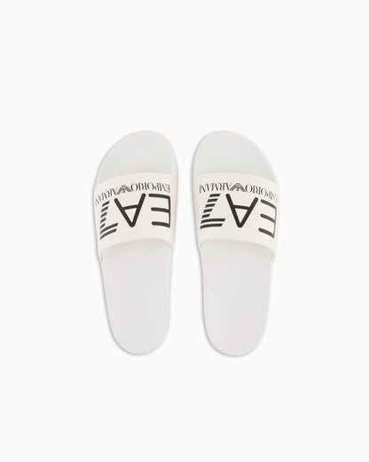Logo slides with a wide band and anti-slip rubber soles