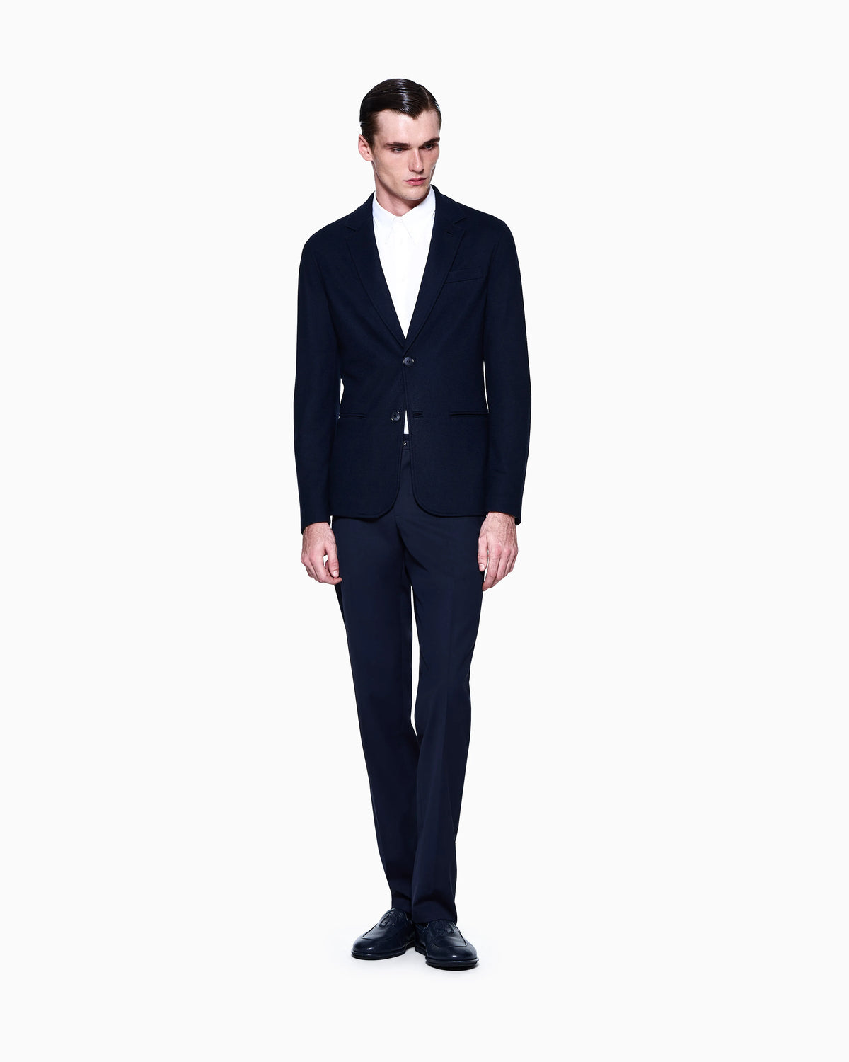 Cotton shirt in slim-fit jersey with classic collar Icon