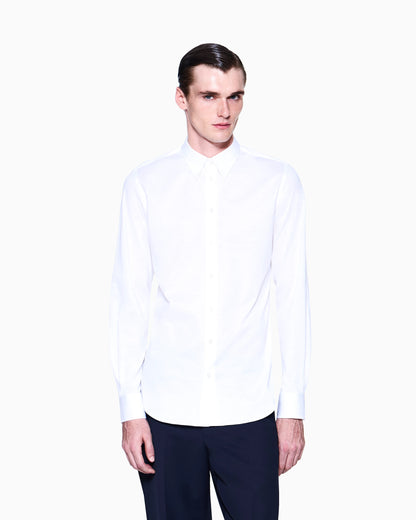 Cotton shirt in slim-fit jersey with classic collar Icon