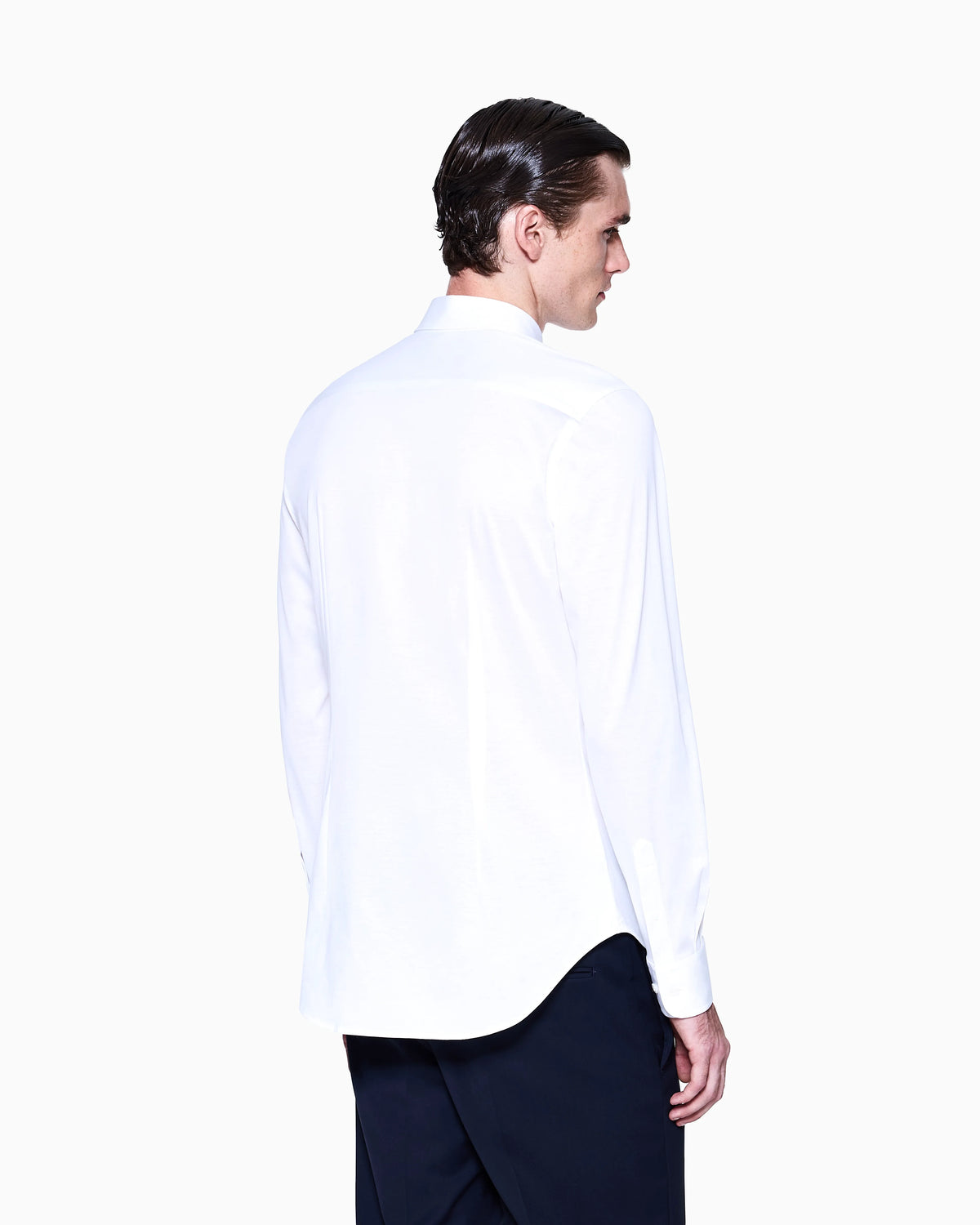 Cotton shirt in slim-fit jersey with classic collar Icon