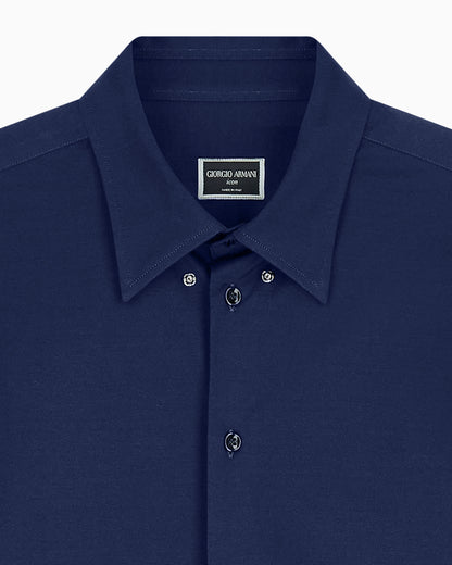 Cotton shirt in slim-fit jersey with classic collar Icon