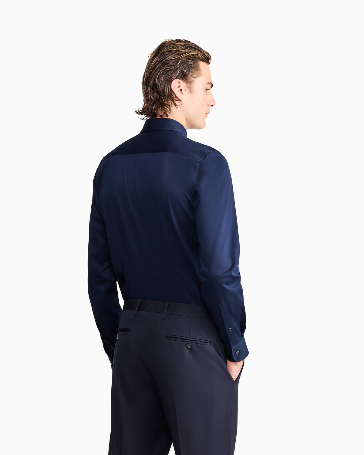 Cotton shirt in slim-fit jersey with classic collar Icon