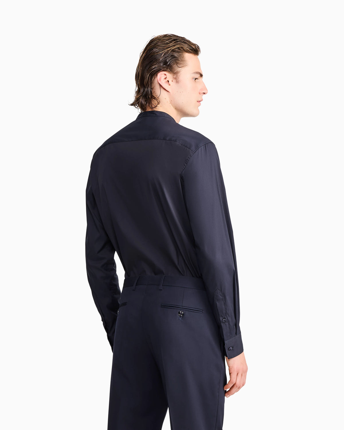Stretch shirt in cotton with a mandarin collar Icon