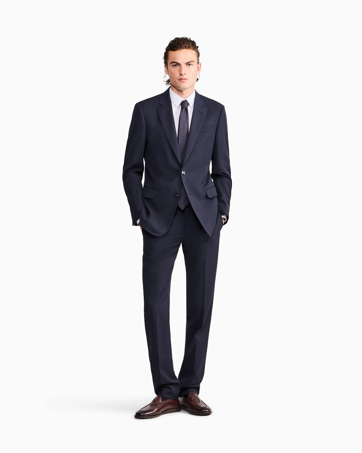 Button-down shirt in fluid stretch fabric