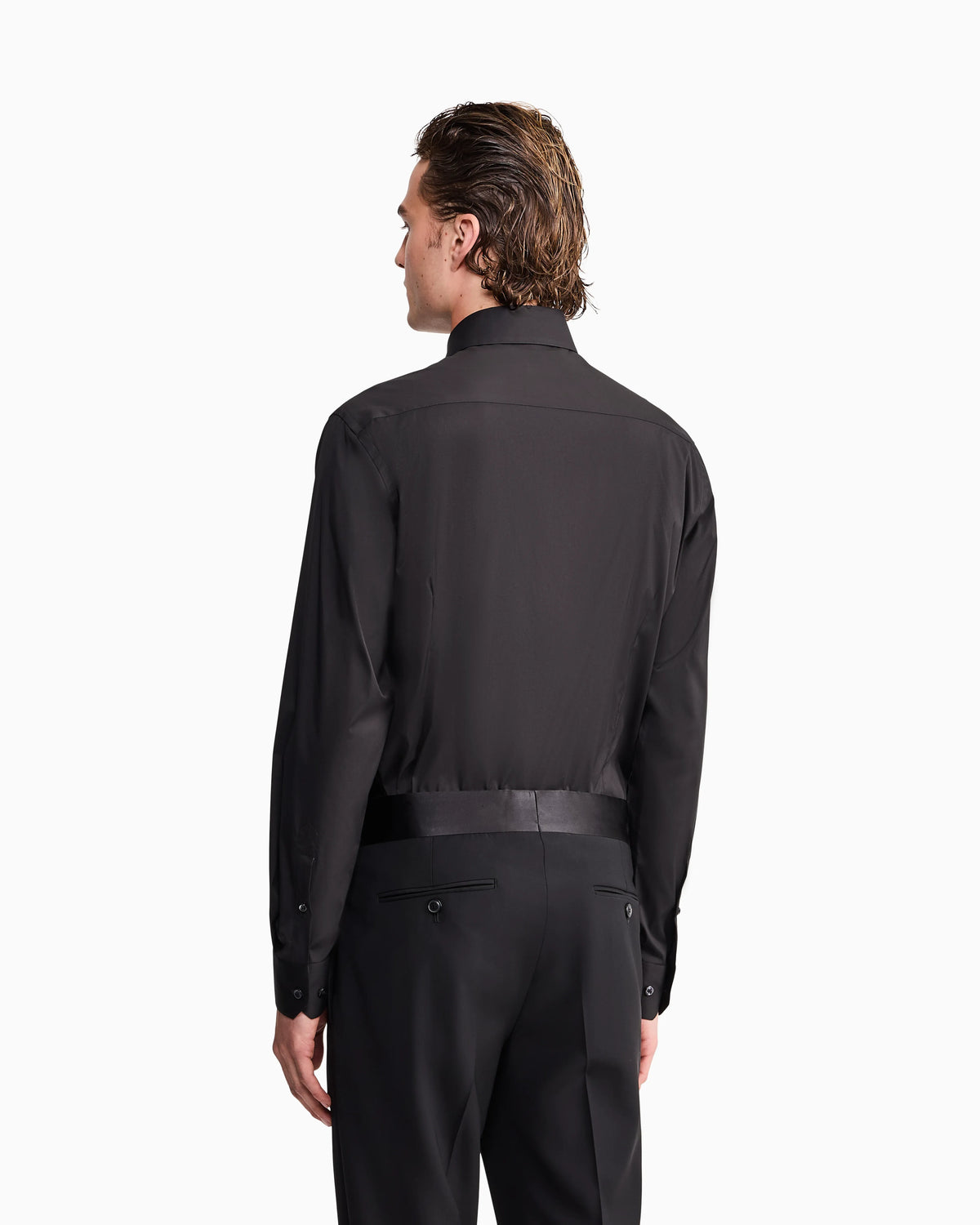 Button-down shirt in fluid stretch fabric