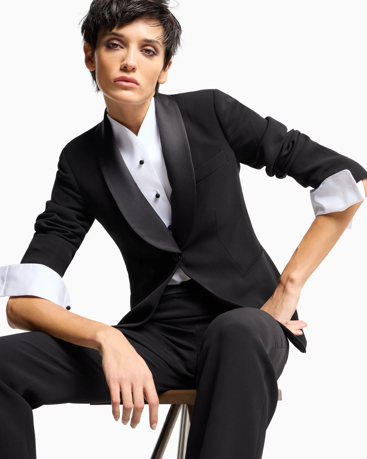 Pure silk crêpe tuxedo