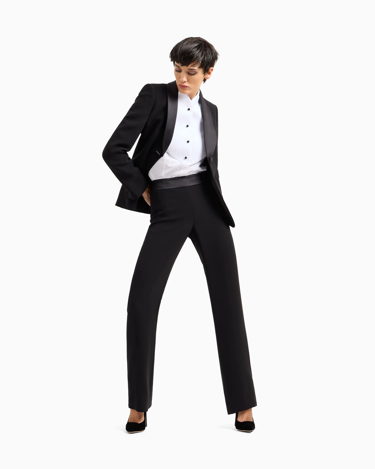 Pure silk crêpe tuxedo