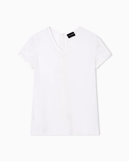 Silk charmeuse blouse with V neckline
