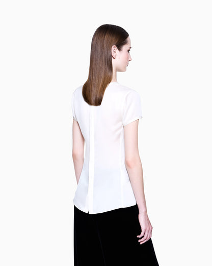 Silk charmeuse blouse with V neckline