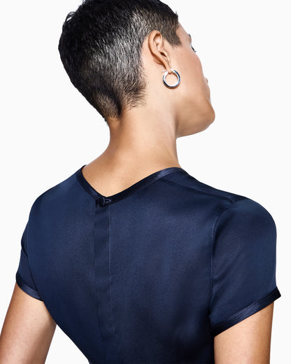 Silk charmeuse blouse with V neckline