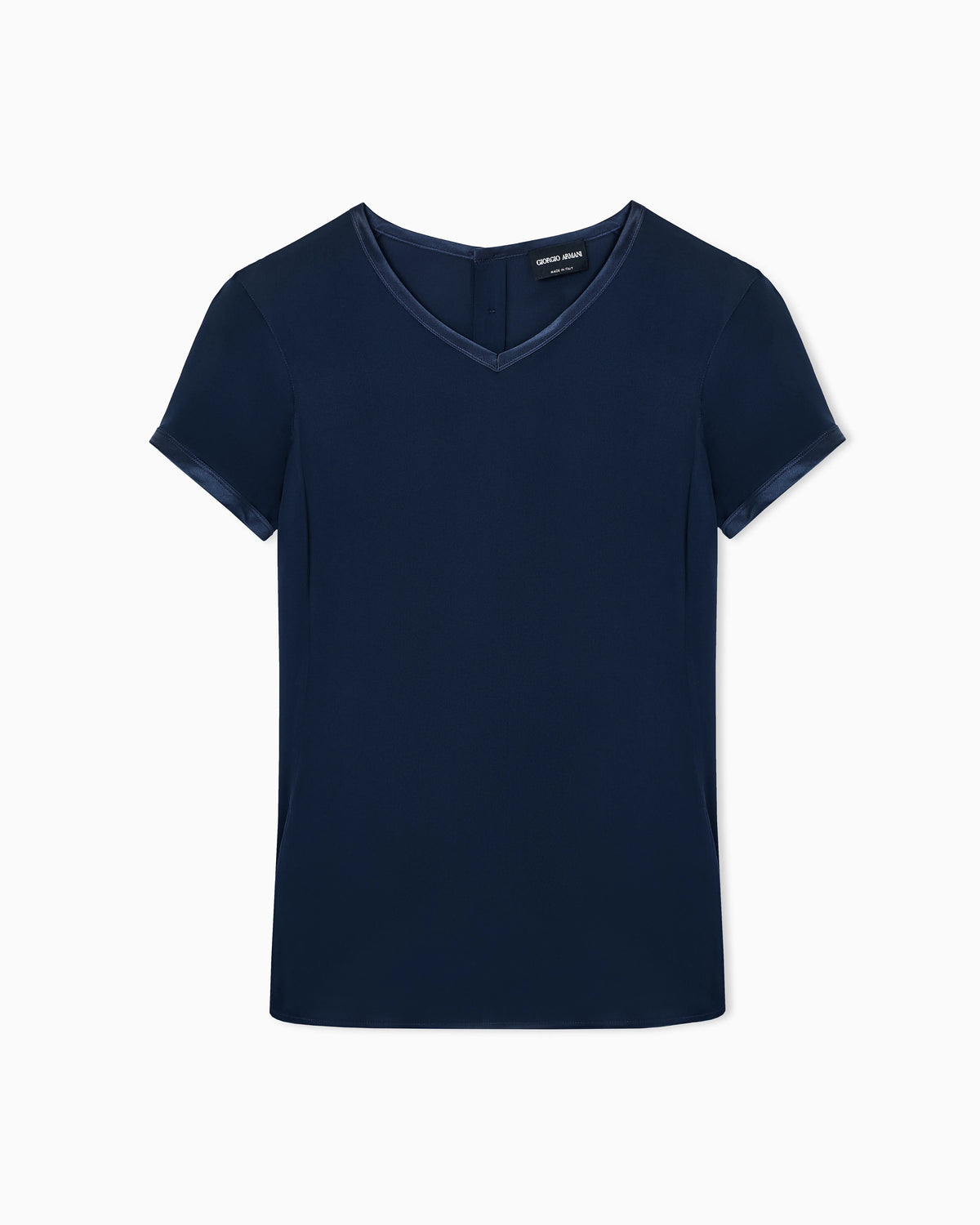 Silk charmeuse blouse with V neckline