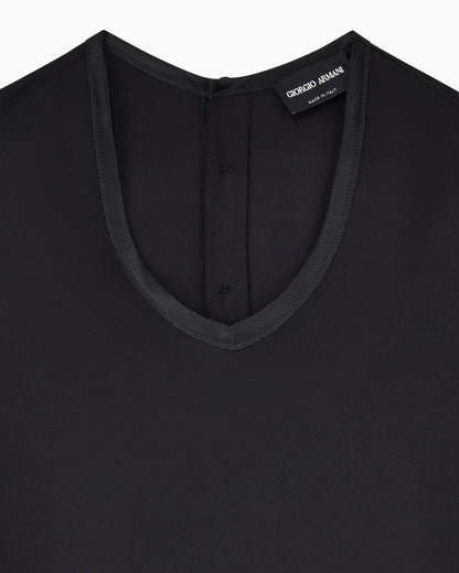 Silk charmeuse blouse with V neckline