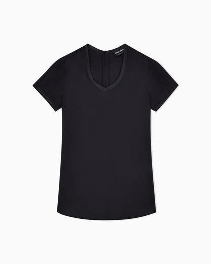 Silk charmeuse blouse with V neckline