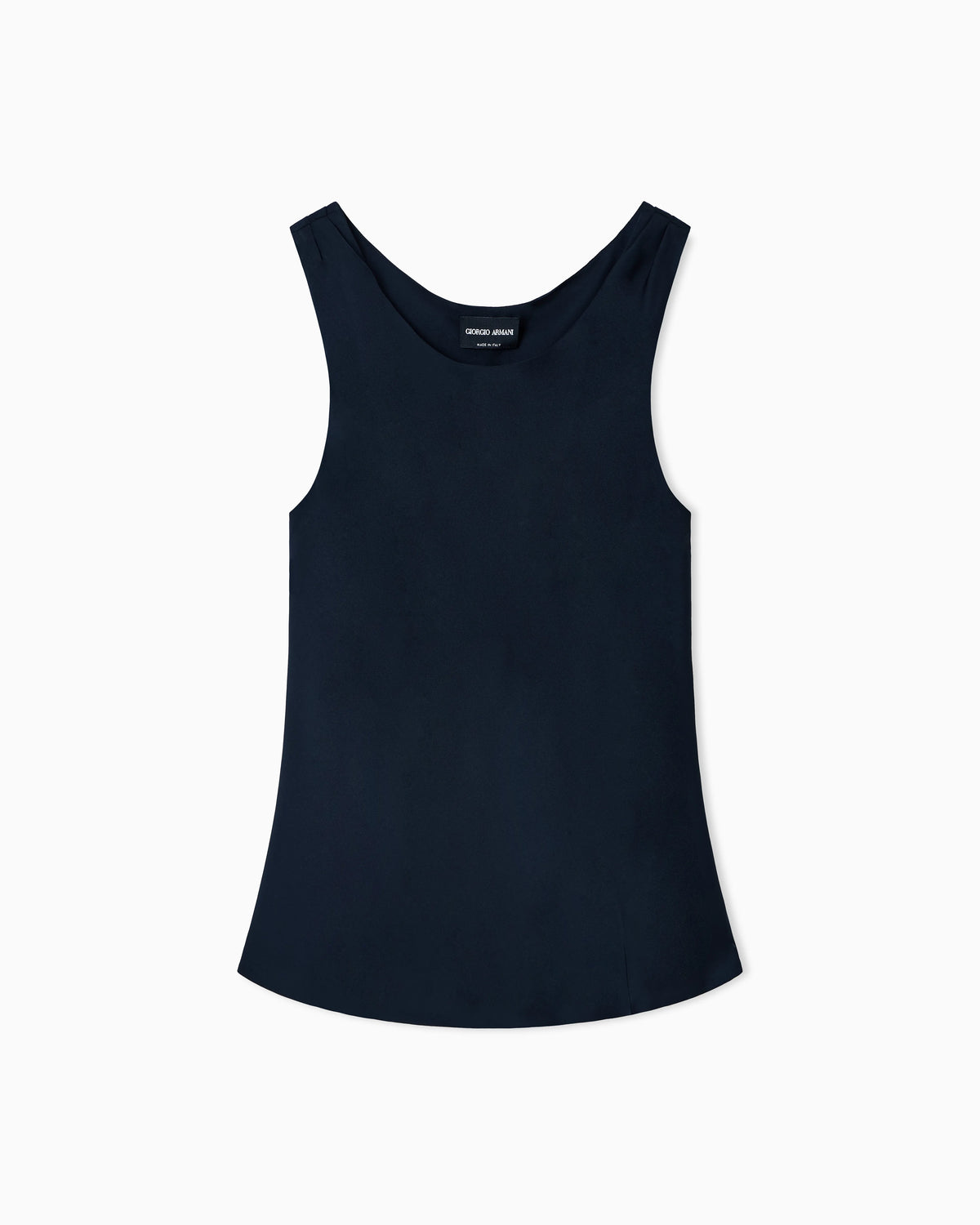 Silk top with a sleeveless crew neck