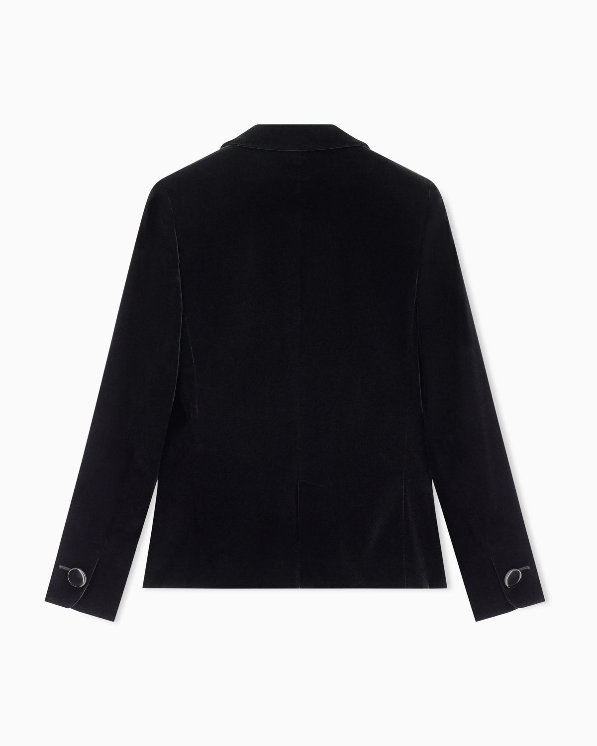 Single-breasted velvet jacket with jewel button detail