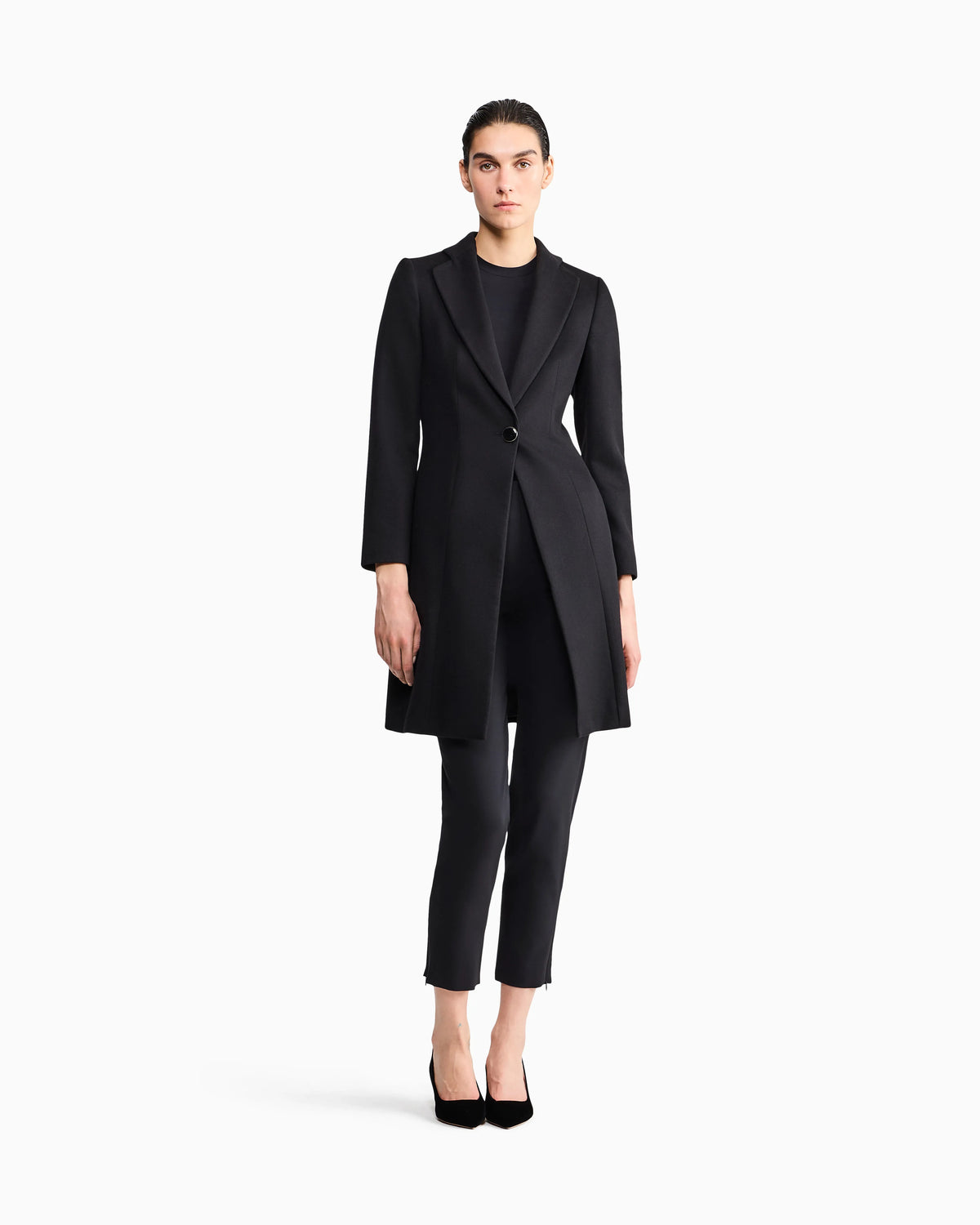 Pure cashmere single-breasted coat