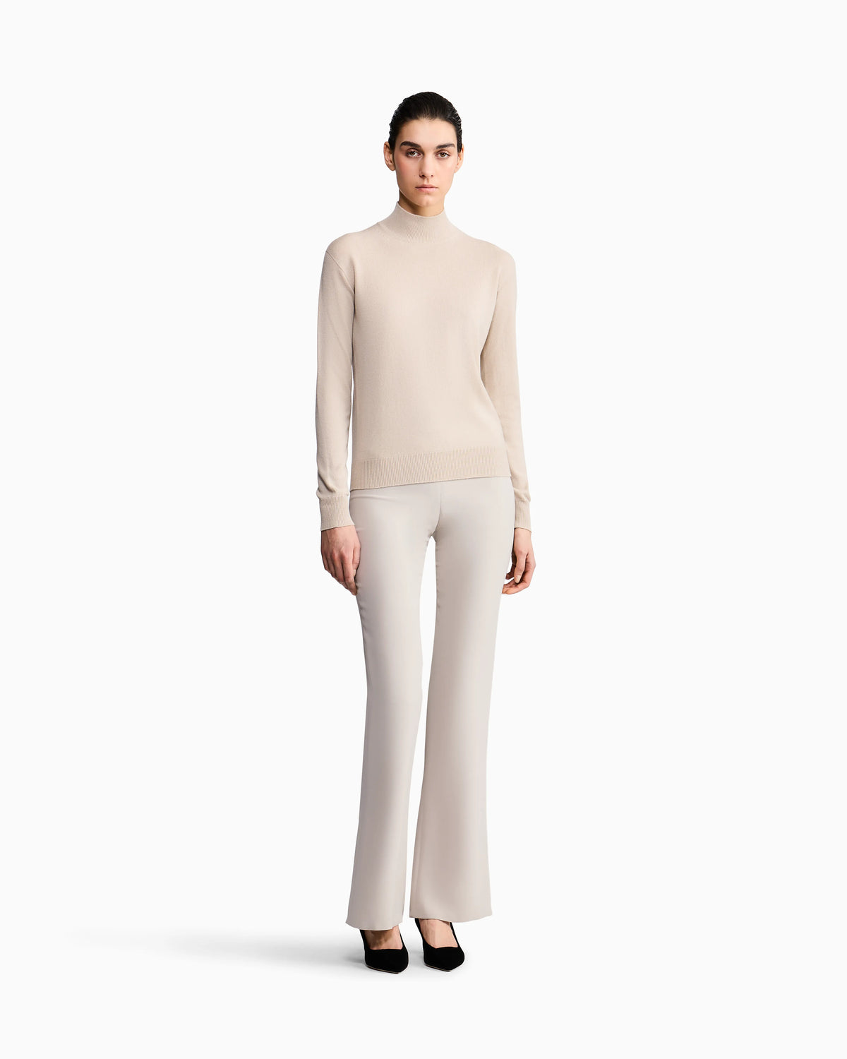 Wide leg pure silk trousers with pleats