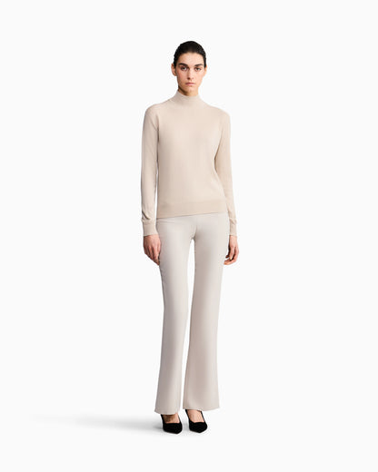 Wide leg pure silk trousers with pleats