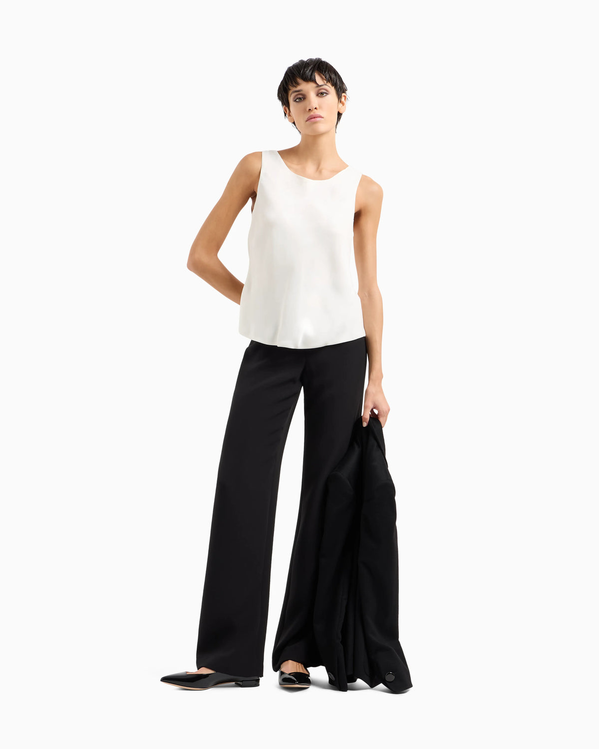 Straight-cut, silk-cady trousers