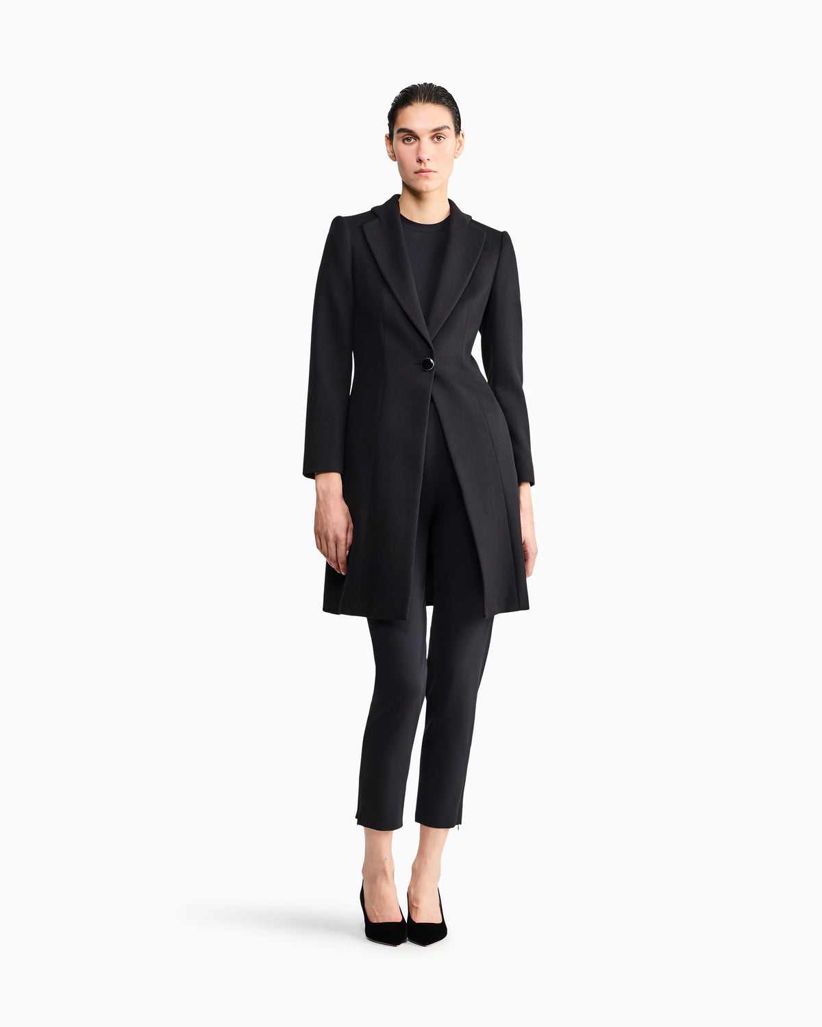 Wool crepe pants with a high waist and side zip