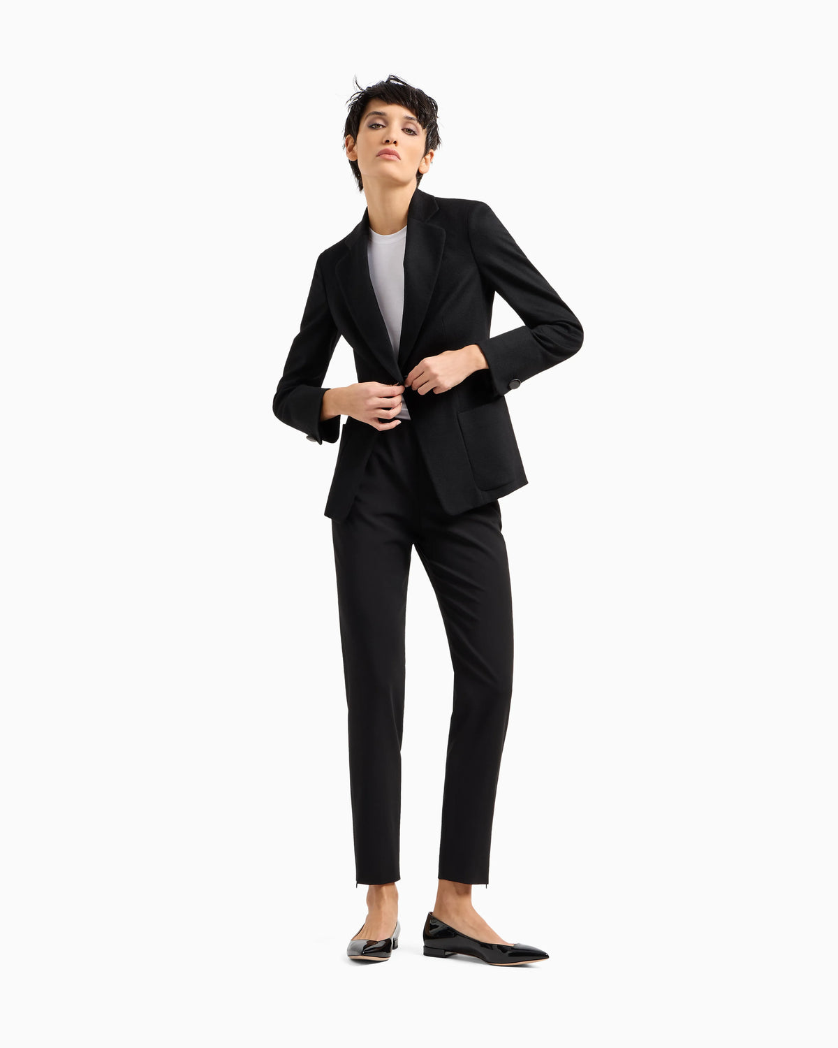 Wool crepe pants with a high waist and side zip