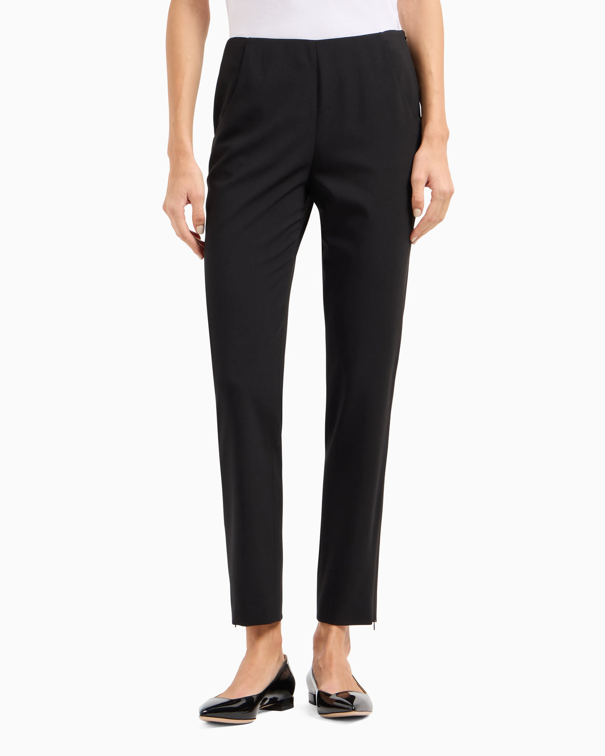 Wool crepe pants with a high waist and side zip
