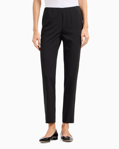 Wool crepe pants with a high waist and side zip