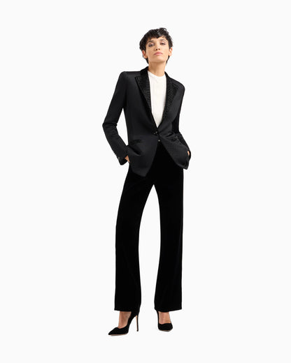 Cropped trousers in velvet