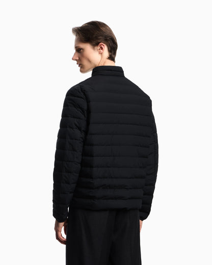 Quilted nylon full-zip down jacket with eagle logo patch