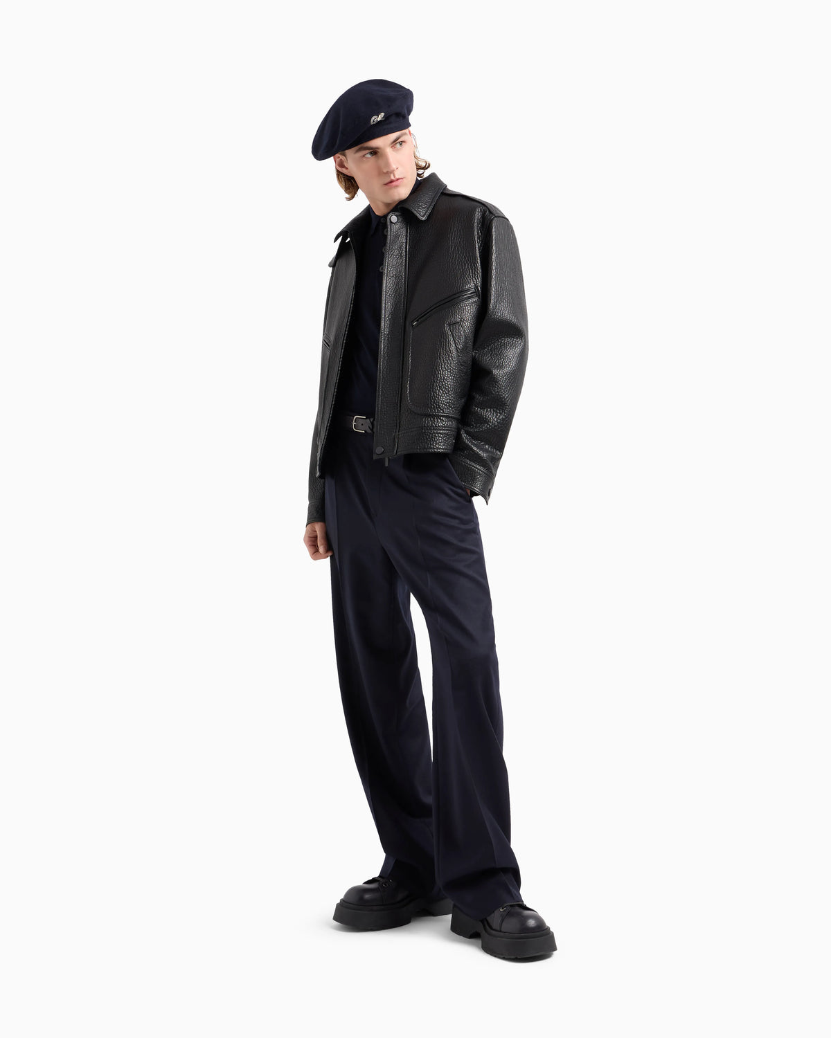 Jumper with polo collar in virgin wool Essential