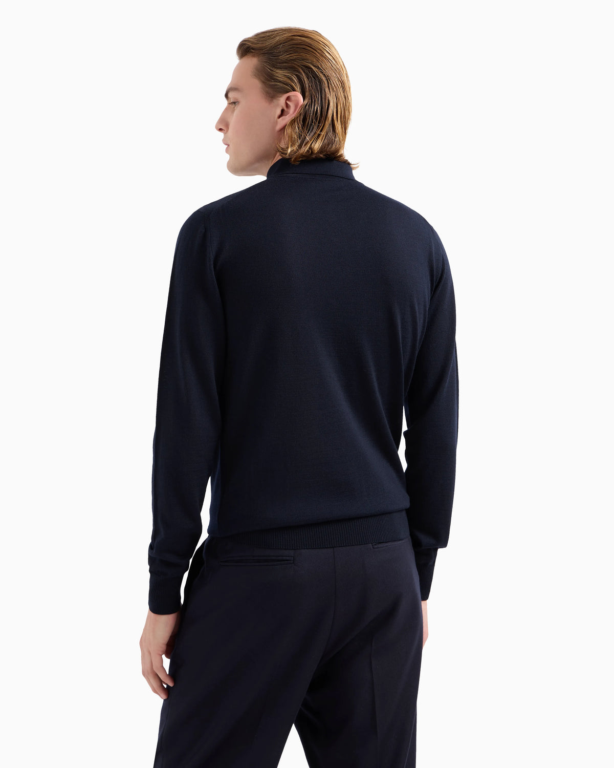 Jumper with polo collar in virgin wool Essential