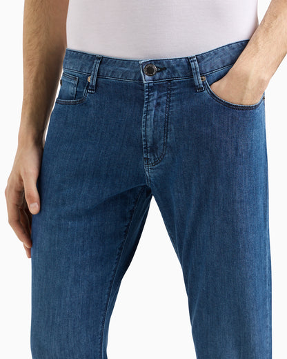 J06 Worn-effect wash, slim-fit, 8 oz denim jeans