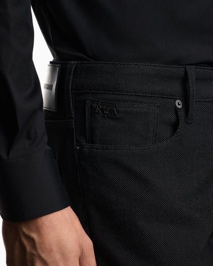J06 Slim-fit, cotton-blend trousers with micro-armure polka dots