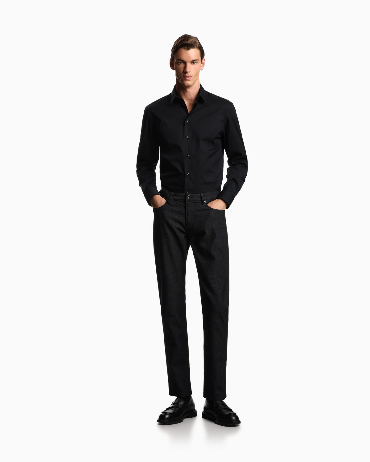 J06 Slim-fit, cotton-blend trousers with micro-armure polka dots