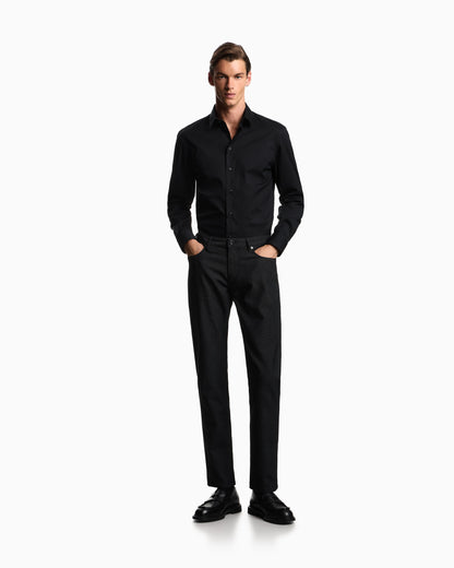 J06 Slim-fit, cotton-blend trousers with micro-armure polka dots