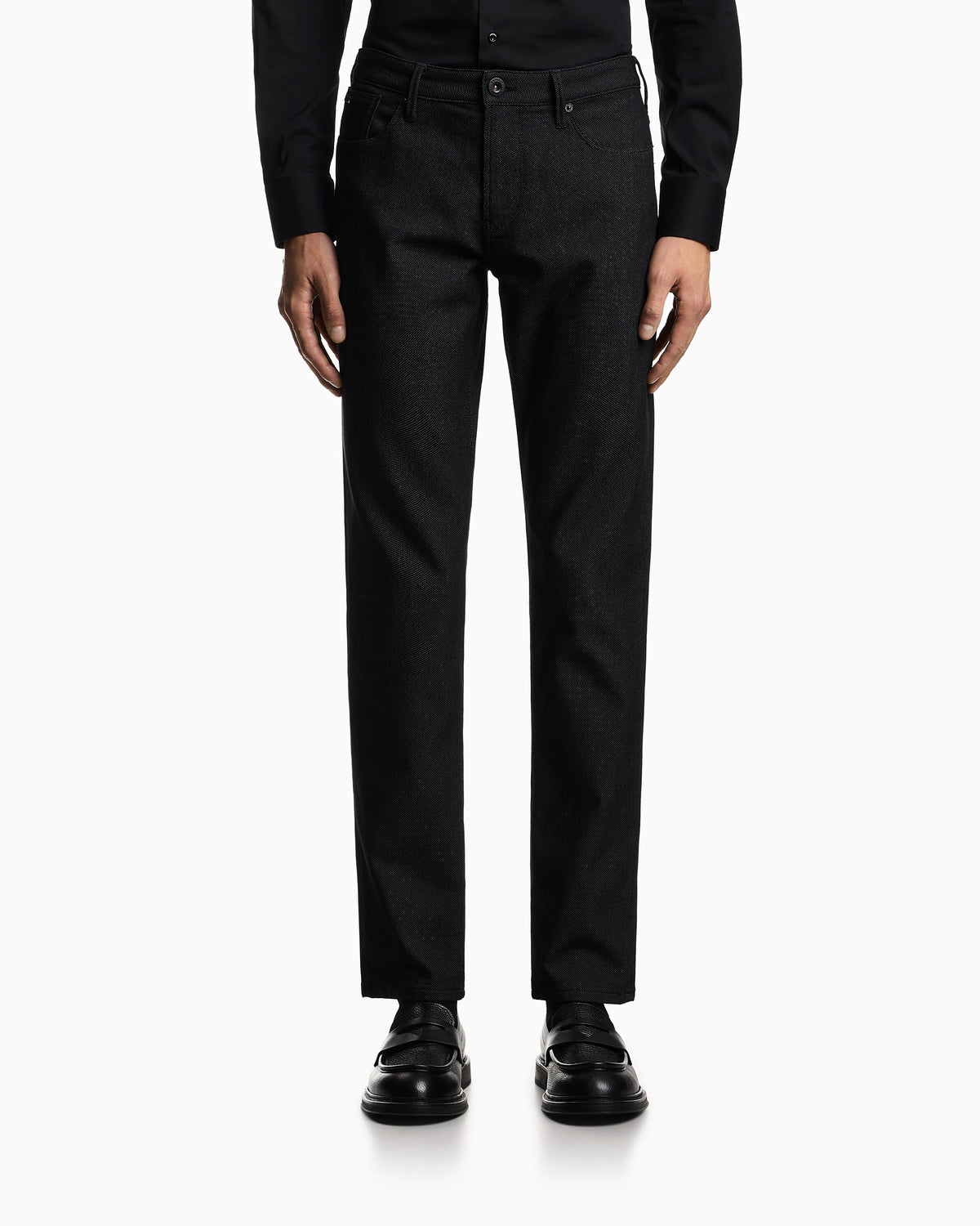 J06 Slim-fit, cotton-blend trousers with micro-armure polka dots