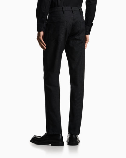 J06 Slim-fit, cotton-blend trousers with micro-armure polka dots