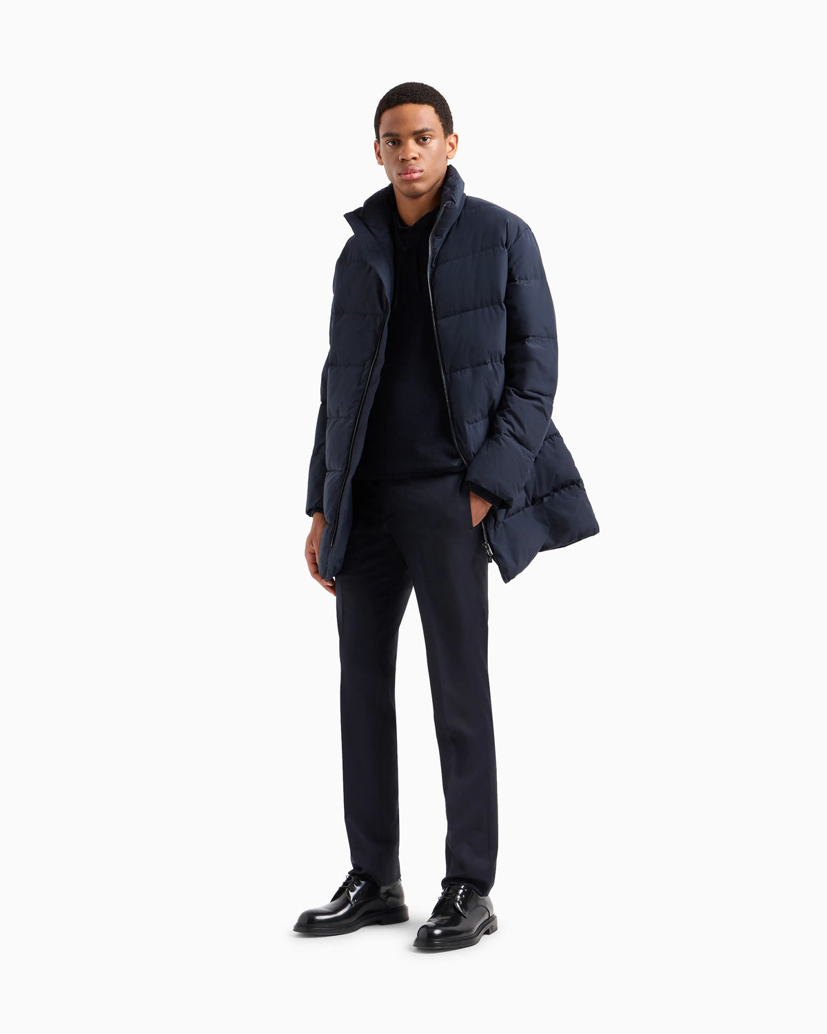 Oversized, quilted nylon, full-zip puffer jacket