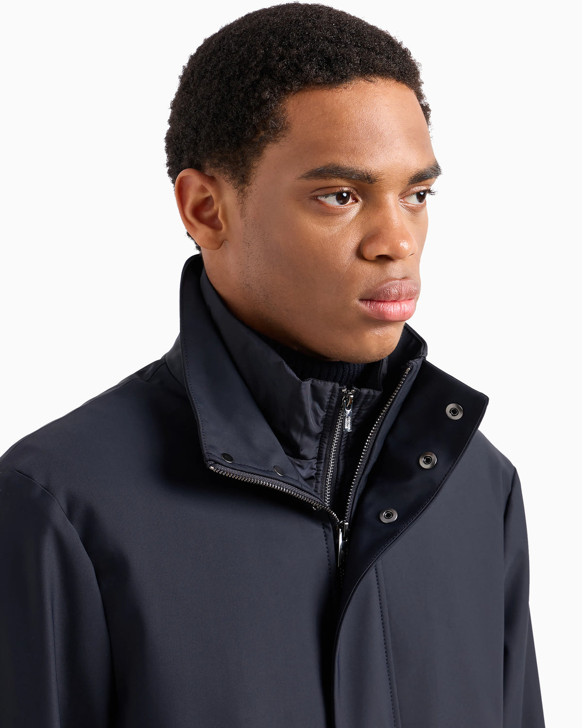 Nylon trench coat with removable gilet