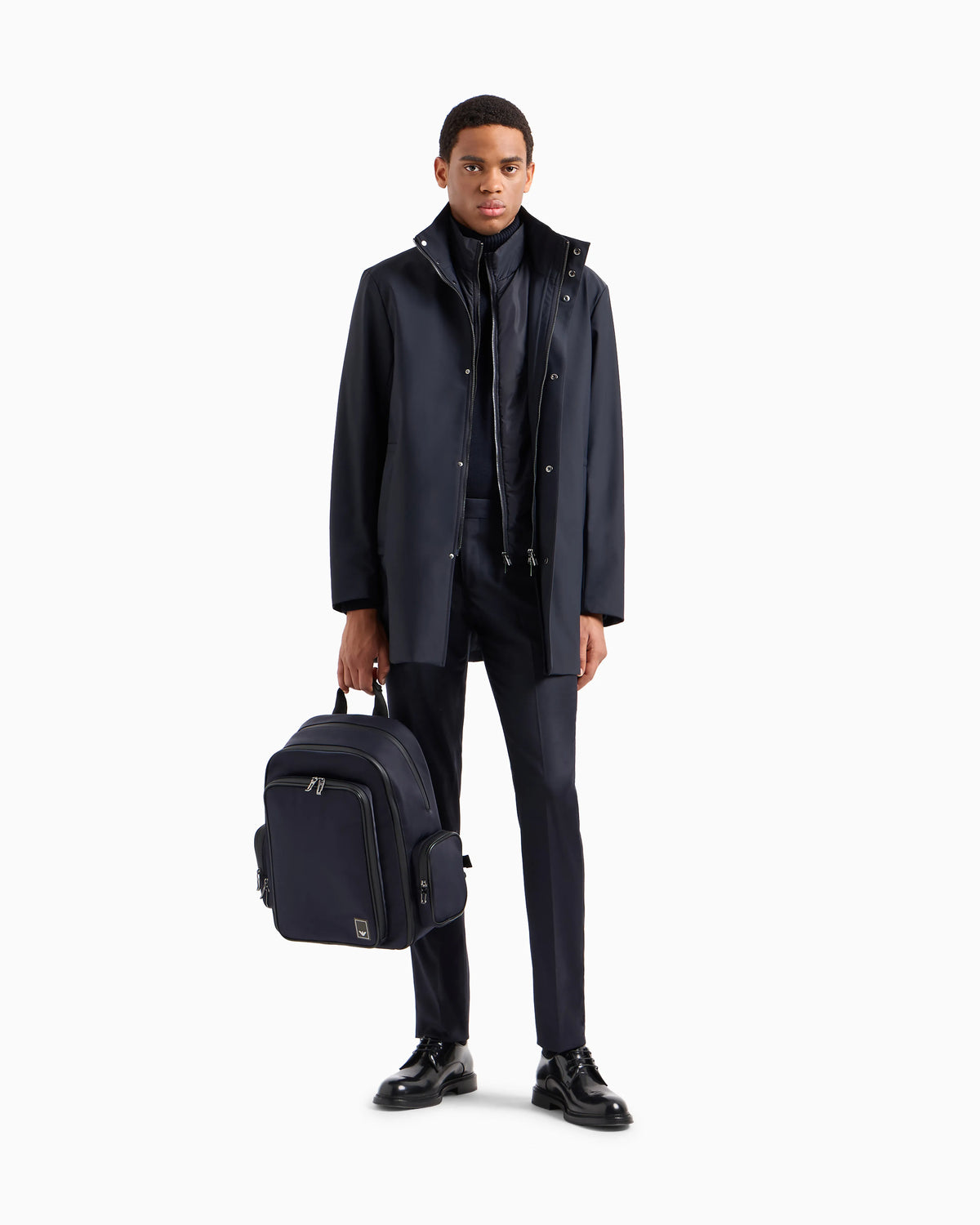 Nylon trench coat with removable gilet