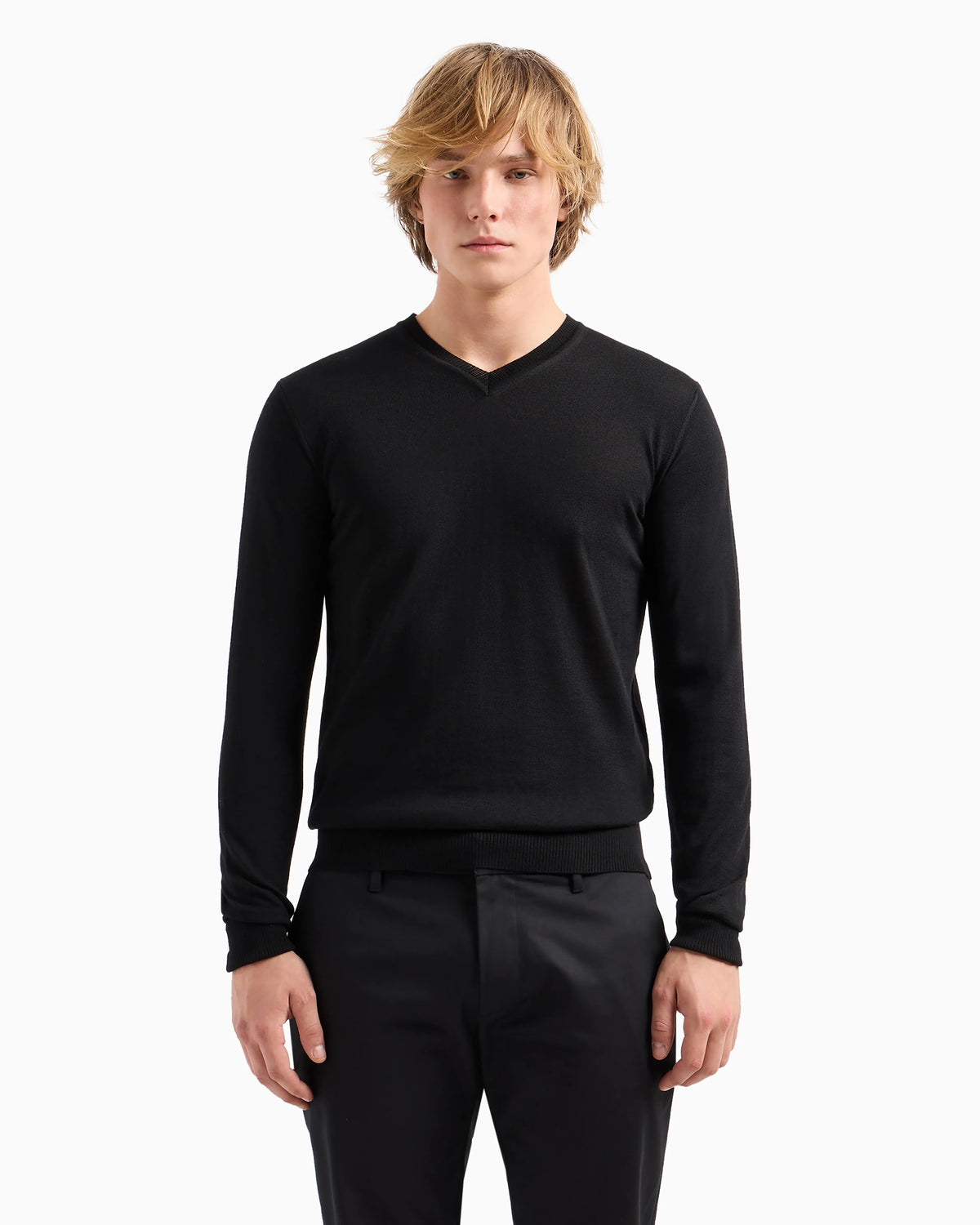 Pure virgin wool V-neck jumper