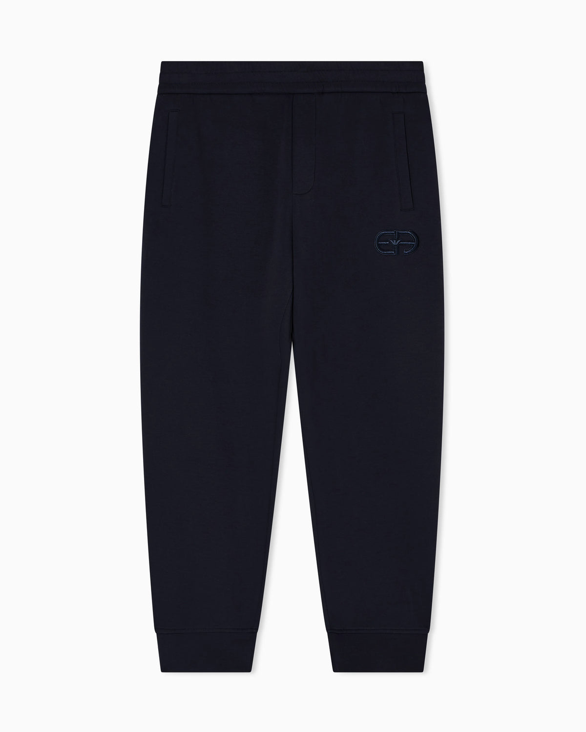 Double-jersey joggers with embossed embroidered EA logo