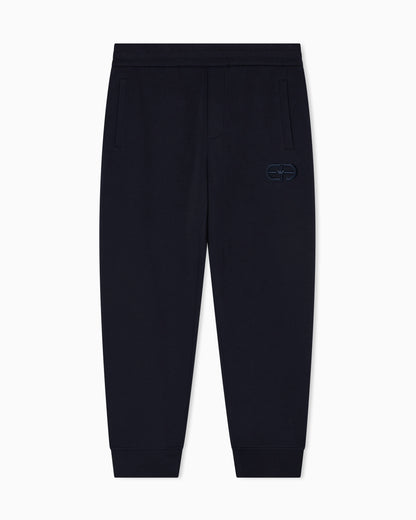 Double-jersey joggers with embossed embroidered EA logo