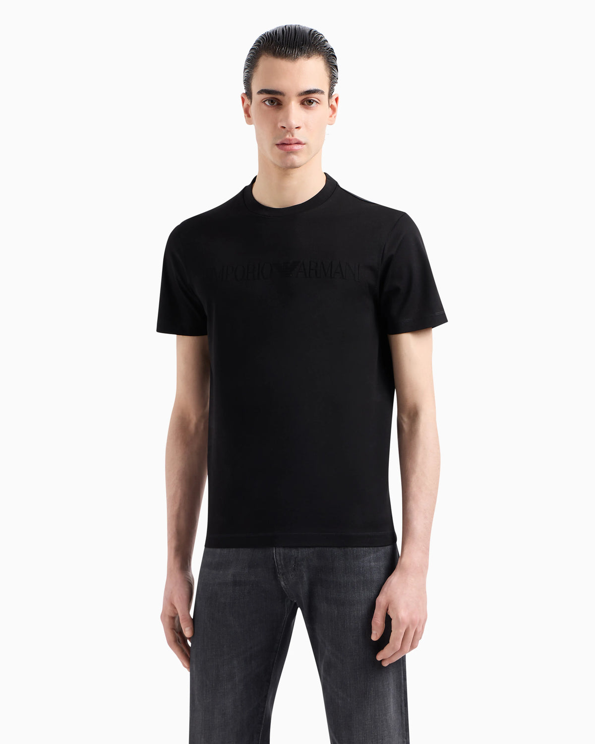 Jersey T-shirt with jacquard logo